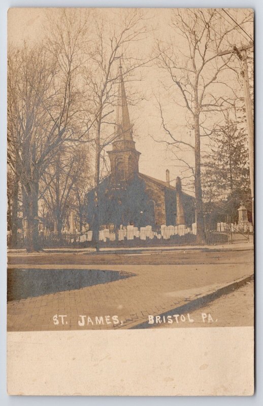 Bristol Pennsylvania~St James the Greater Episcopal Church~Cemetery~c1905 RPPC