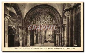 Old Postcard Vezelay Facade of the Church of the Madeleine Central Portal Nar...