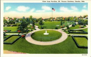 Mt. Vernon Gardens Viewed from Pavilion, Omaha NE Linen Vintage Postcard W25