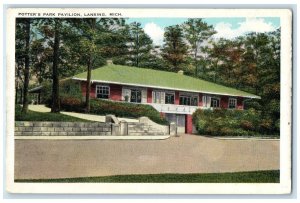 c1920 Roadside View Potter Park Pavilion Building Lansing Michigan MI Postcard