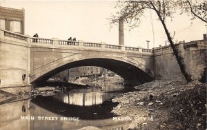 Mason City Iowa~Main Street Bridge~Men Leaning Over Railing~c1910 RPPC-Postcard