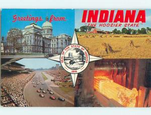 1962 Greetings From - Four State Views On One Postcard Indianapolis IN Q1028