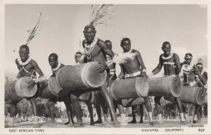 Wakamba Drummers Vintage RPC Real Photo African Tribe Postcard