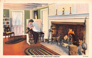 New England Homestead Fireside Misc, Massachusetts Postcard