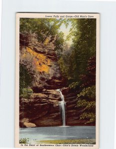 Postcard Lower Falls and Gorge, Old Man's Cave In the Heart of Southwestern Ohio