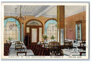 Portland Maine Postcard Langley's De Luxe Restaurant Congress St. c1920 Vintage