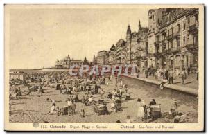 Old Postcard Belgium Ostend Digue beach and Kursaal