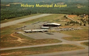 Hickory North Carolina Municipal Airport Chrome Vintage Postcard