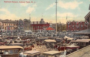 Asbury Park New Jersey Railroad Square Vintage Postcard AA6911