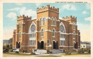 Kissimmee Florida First Baptist Church Street View Antique Postcard K23095 