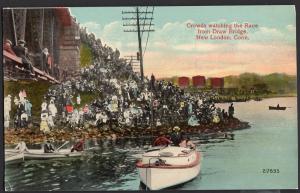 Connecticut ~ Crowds watching the Race from Draw Bridge NEW LONDON Divided Back