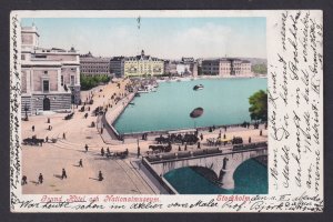 Vintage postcard Stockholm Grand Hotel National Museum bridge Sweden