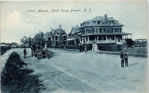 1900s Ocean Avenue North Long Branch NJ Old Cars Postcard
