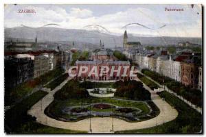 Old Postcard Panorama Croatia Zagreb Croatia