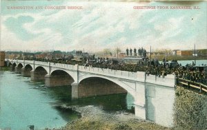 Bossleman C-1910 Kankakee Illinois Washington Concrete Bridge Postcard 20-275