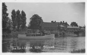 Staines England Pack Horse Hotel Real Photo Antique Postcard J48054