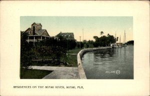 Miami Florida FL Homes on River EARLY VALENTINE 1900s-20s Vintage Postcard
