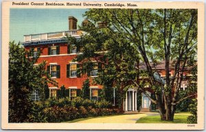 VINTAGE POSTCARD RESIDENCE OF HARVARD UNIVERSITY PRESIDENT CONANT CAMBRIDGE MASS