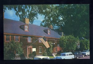 Augusta, Maine/ME Postcard, Old Fort Western Barracks, 1950's Cars