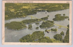 Canadian Span, Thousand Islands Bridge, Ontario, 1944 Aerial View Postcard