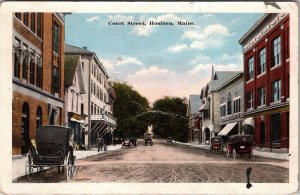 Houlton ME-Maine, Court Street, Advertisement, Antique, Vintage Postcard JK12