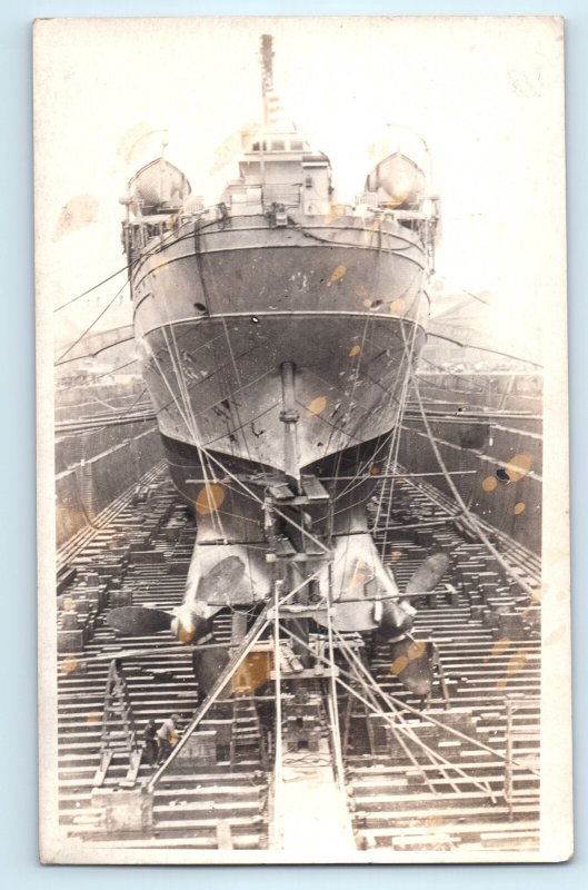 RPPC WWI Navy Ship Real Photo Postcard