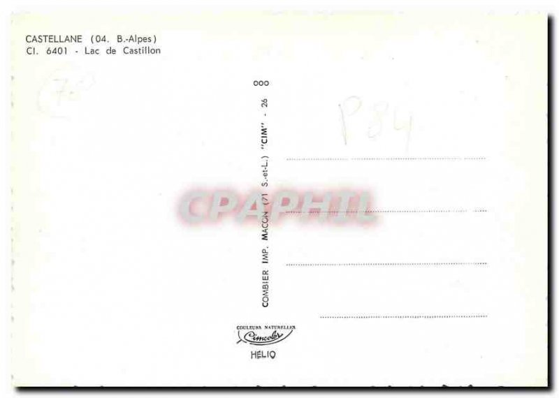 Postcard Modern B Castellane Alpes Castillon lake