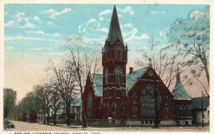 Vintage Postcard 1920's English Lutheran Church Findlay Ohio OH