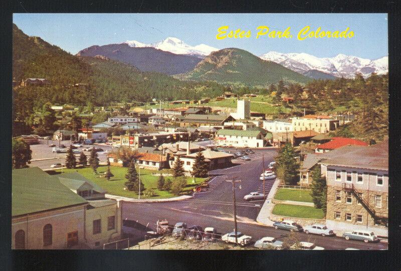 ESTES PARK COLORADO 1950's CARD BIRDSEYE VIEW DOWNTOWN VINTAGE POSTCARD