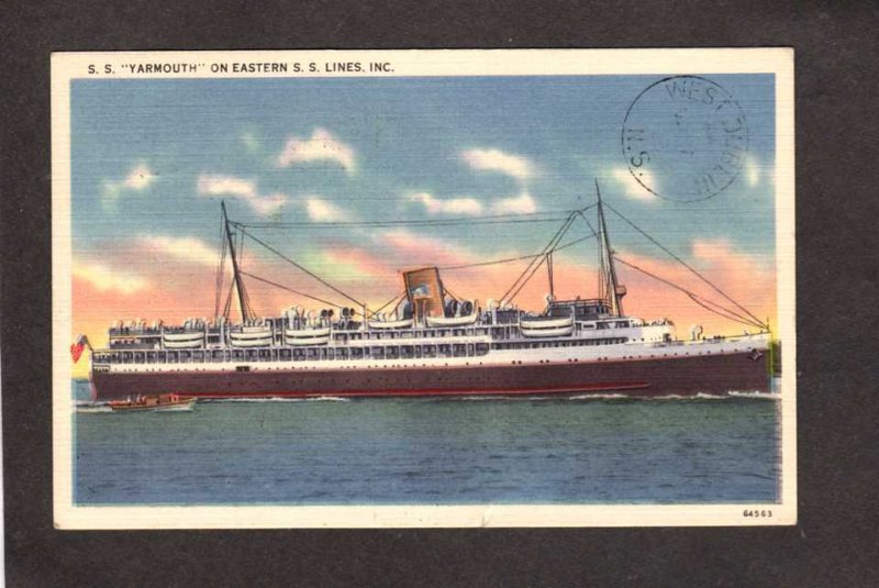 Steamer Steamship SS Yarmouth Steam Ship Eastern Lines Liner Postcard Linen