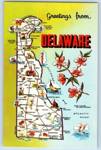 c1950 Greetings From Delaware First State Diamond State Correspondence Postcard