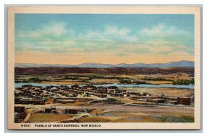 Vintage 1930's Postcard Aerial View Pueblo of Santo Domingo New Mexico