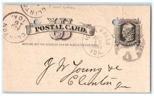 1883 Car Lumber Order Fancy Cancel Iowa Falls IA Clinton MA Postal Card