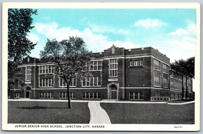 Vtg Junction City Kansas KS Junior Senior High School 1930s View Old WB Postcard