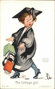 Katharine Gassaway Little Girl Graduation Gown Books College Girl c1910 PC