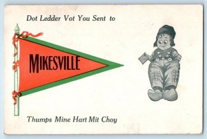 c1912 Mikesville Wisconsin WI Postcard Dot Ledder Sent Thumps Mine Hart Mit Choy