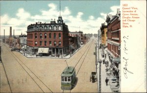 Elgin IL Illinois Intersection Grove Douglas Trolley c1900-20s Vintage Postcard