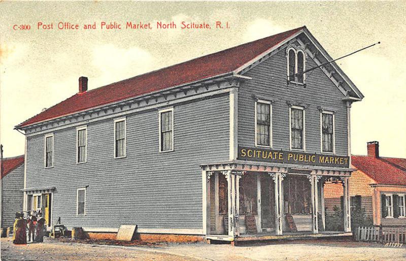 North Scituate RI Post Office Public Market Store Postcard