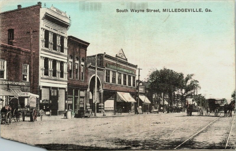 Milledgeville Ga Street View Carr's Emporium American Telegraph College   - A17