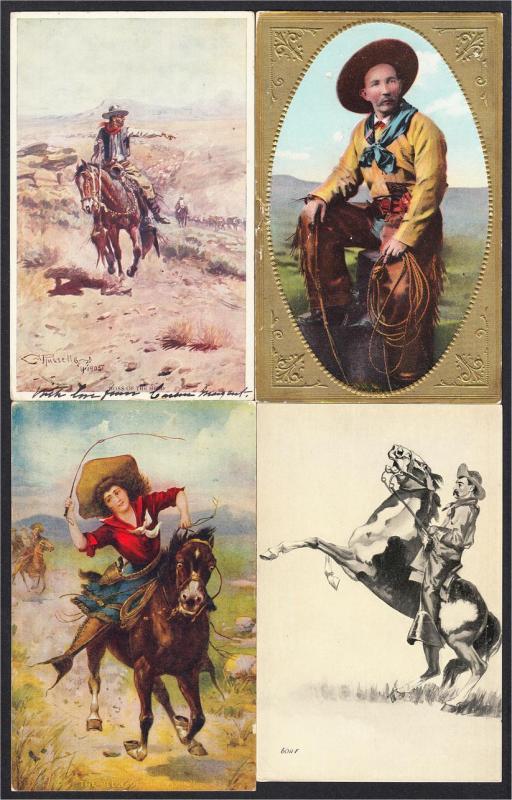 Cowboy Art Lot of 11 Postcards 1900s-1910s John Innes Charles Russell Etc.