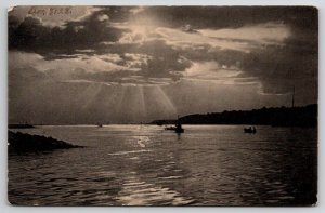 Danbury CT Pretty Lake Scene Rays of Sunshine 1905 to Dairyland NY Postcard J28