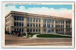 Triadelphia District High School Cars Wheeling West Virginia WV Vintage Postcard