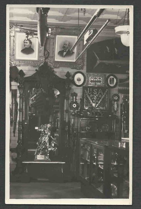 Ca 1928* ANTIQUE CURIO SHOP INTERIOR SHOWS BIPLANE ZEPPELIN SEE INFO