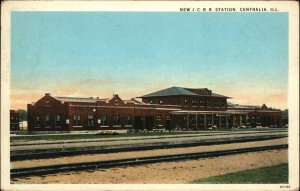 Centralia IL New ICRR RR Train Station Depot c1920 Postcard