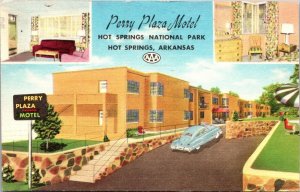 Linen Postcard Perry Plaza Motel Hot Springs National Park Highway 70 Arkansas