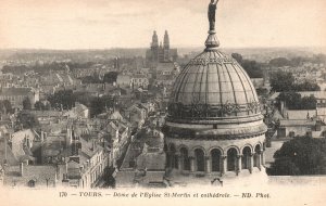 Vintage Postcard 1910's View Dome de L'Eglise St. Martin Cathedral Tours France