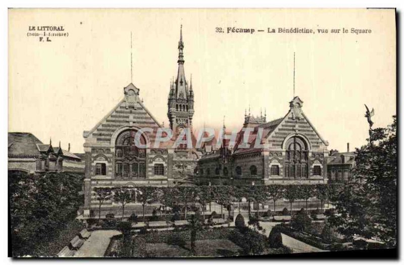 Old Postcard Fecamp Benedictine The View On The Square