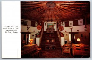Interior~El Paso Texas~Lobby Room Of The Red Mill Motor Court~Vintage Postcard