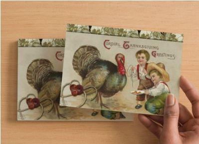 Handmade Postcard Set of 6 Kids Teasing Tom Turkey Thanksgiving Greeting Card