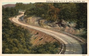 Vintage Postcard 1939 Highway Scene On U. S. 71 Roadways Fort Smith Arkansas AR